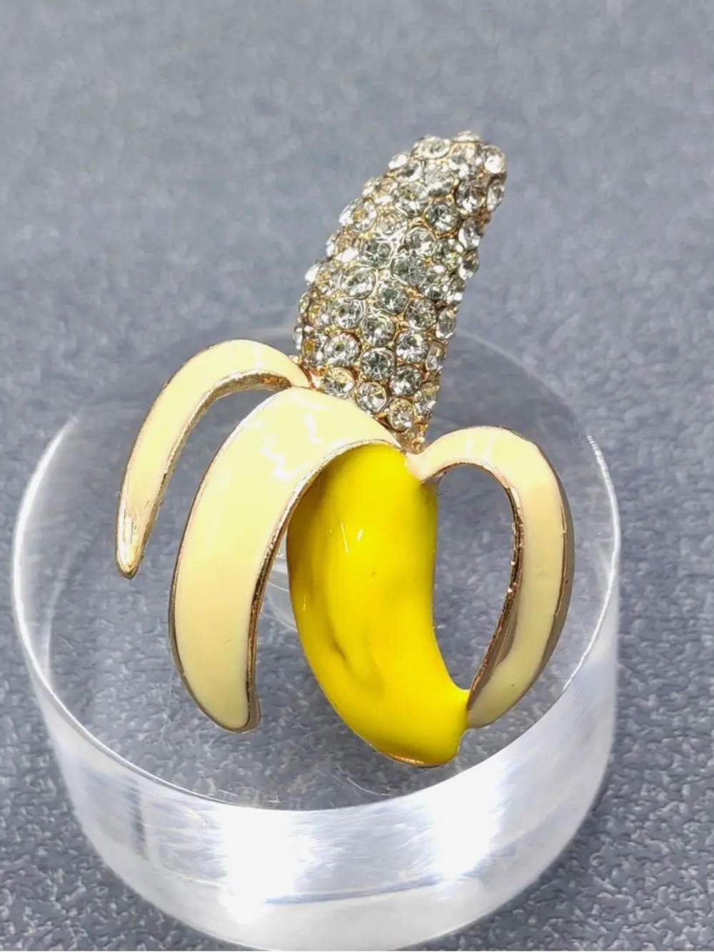 Yellow Banana Brooch with Crystal Peel Accent NWT